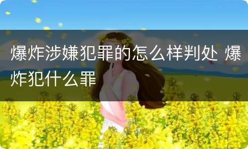 爆炸涉嫌犯罪的怎么样判处 爆炸犯什么罪