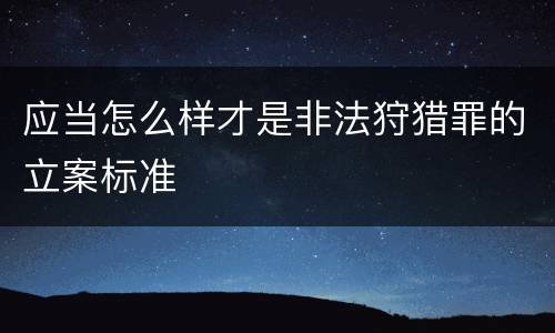 应当怎么样才是非法狩猎罪的立案标准