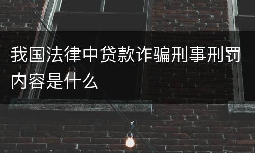 我国法律中贷款诈骗刑事刑罚内容是什么