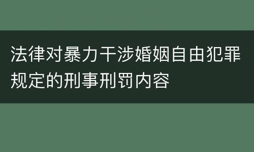 法律对暴力干涉婚姻自由犯罪规定的刑事刑罚内容
