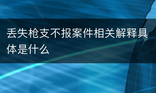 丢失枪支不报案件相关解释具体是什么