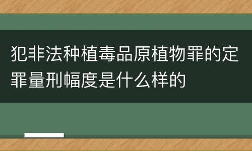 犯非法种植毒品原植物罪的定罪量刑幅度是什么样的