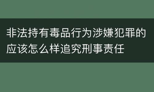 非法持有毒品行为涉嫌犯罪的应该怎么样追究刑事责任