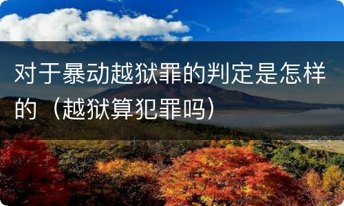 对于暴动越狱罪的判定是怎样的（越狱算犯罪吗）
