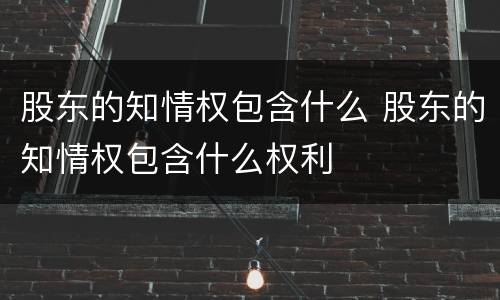 股东的知情权包含什么 股东的知情权包含什么权利