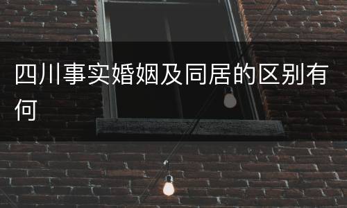 四川事实婚姻及同居的区别有何