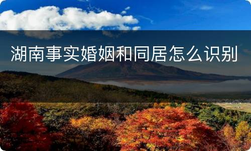 湖南事实婚姻和同居怎么识别