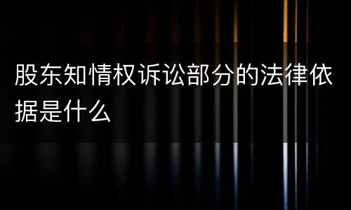 股东知情权诉讼部分的法律依据是什么