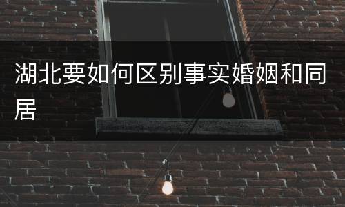 湖北要如何区别事实婚姻和同居