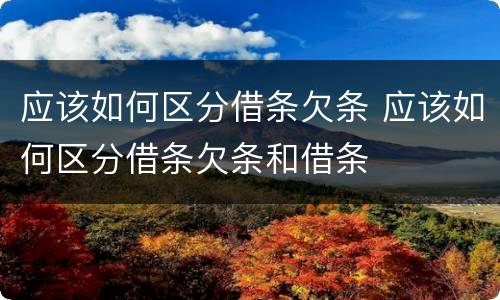 应该如何区分借条欠条 应该如何区分借条欠条和借条