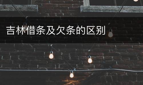 吉林借条及欠条的区别