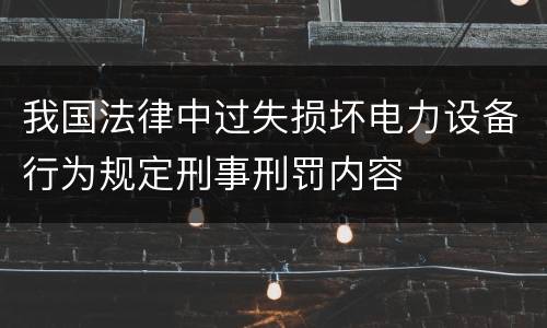 我国法律中过失损坏电力设备行为规定刑事刑罚内容