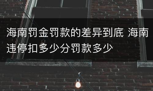 海南罚金罚款的差异到底 海南违停扣多少分罚款多少