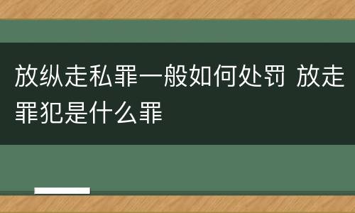 放纵走私罪一般如何处罚 放走罪犯是什么罪