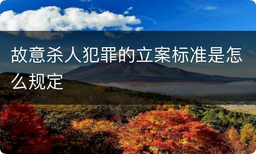 故意杀人犯罪的立案标准是怎么规定