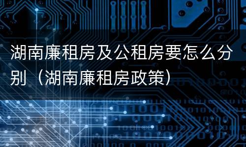湖南廉租房及公租房要怎么分别（湖南廉租房政策）