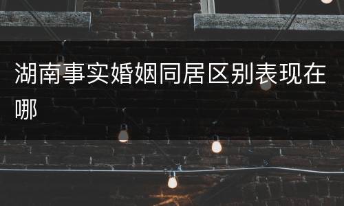 湖南事实婚姻同居区别表现在哪