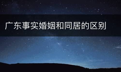 广东事实婚姻和同居的区别