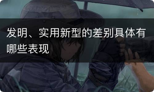 发明、实用新型的差别具体有哪些表现