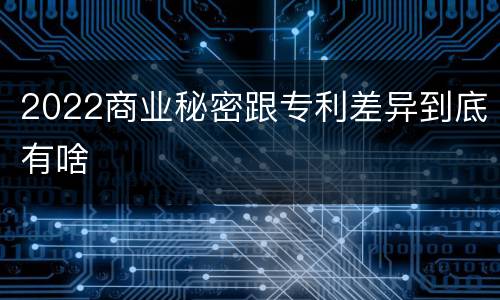 2022商业秘密跟专利差异到底有啥