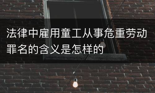 法律中雇用童工从事危重劳动罪名的含义是怎样的