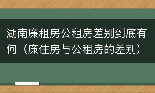 湖南廉租房公租房差别到底有何（廉住房与公租房的差别）