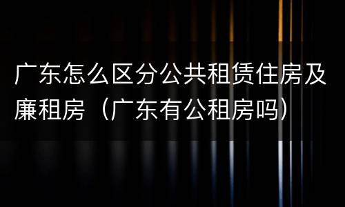 广东怎么区分公共租赁住房及廉租房（广东有公租房吗）