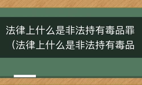 法律上什么是非法持有毒品罪（法律上什么是非法持有毒品罪行）