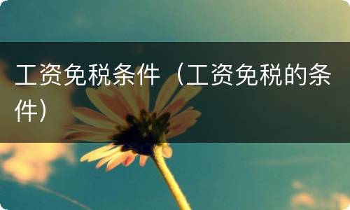 工资免税条件（工资免税的条件）