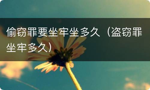 偷窃罪要坐牢坐多久（盗窃罪坐牢多久）