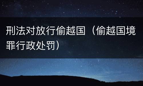 刑法对放行偷越国（偷越国境罪行政处罚）