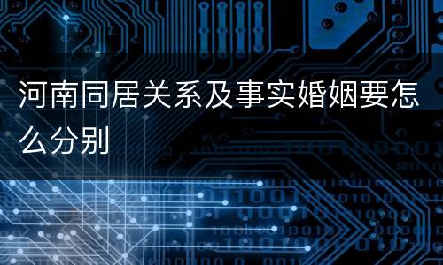 河南同居关系及事实婚姻要怎么分别