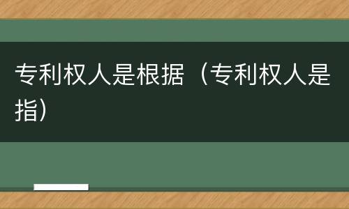 专利权人是根据（专利权人是指）