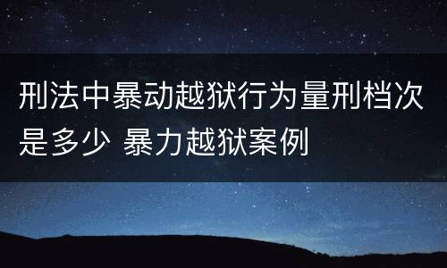 刑法中暴动越狱行为量刑档次是多少 暴力越狱案例