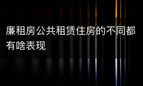 廉租房公共租赁住房的不同都有啥表现