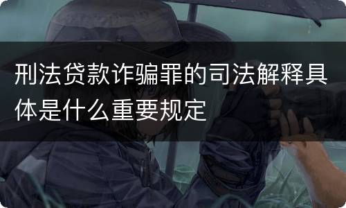 刑法贷款诈骗罪的司法解释具体是什么重要规定