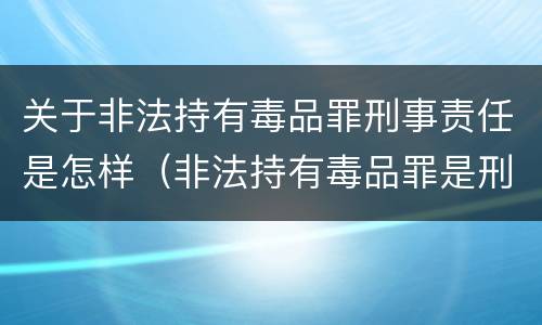 关于非法持有毒品罪刑事责任是怎样（非法持有毒品罪是刑事犯罪吗）