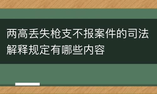 两高丢失枪支不报案件的司法解释规定有哪些内容