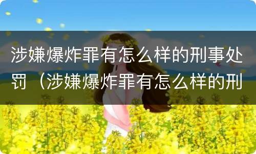 涉嫌爆炸罪有怎么样的刑事处罚（涉嫌爆炸罪有怎么样的刑事处罚决定）