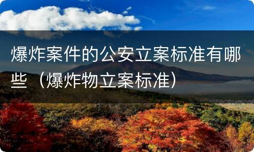 爆炸案件的公安立案标准有哪些（爆炸物立案标准）