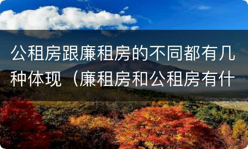 公租房跟廉租房的不同都有几种体现（廉租房和公租房有什么不同）