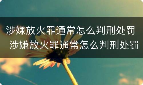 涉嫌放火罪通常怎么判刑处罚 涉嫌放火罪通常怎么判刑处罚