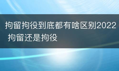 拘留拘役到底都有啥区别2022 拘留还是拘役