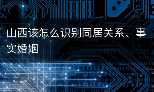 山西该怎么识别同居关系、事实婚姻