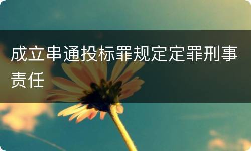 成立串通投标罪规定定罪刑事责任