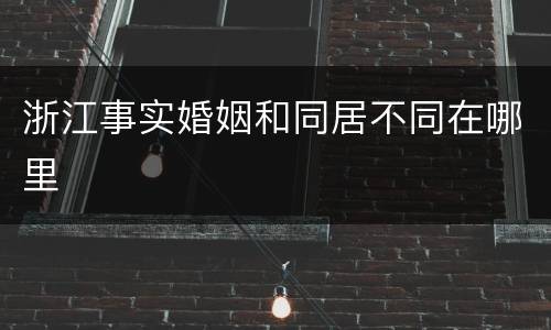 浙江事实婚姻和同居不同在哪里