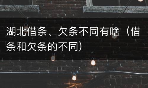 湖北借条、欠条不同有啥（借条和欠条的不同）