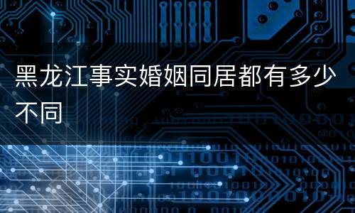黑龙江事实婚姻同居都有多少不同