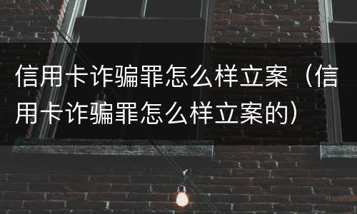 信用卡诈骗罪怎么样立案（信用卡诈骗罪怎么样立案的）