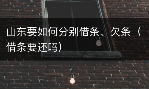 山东要如何分别借条、欠条（借条要还吗）